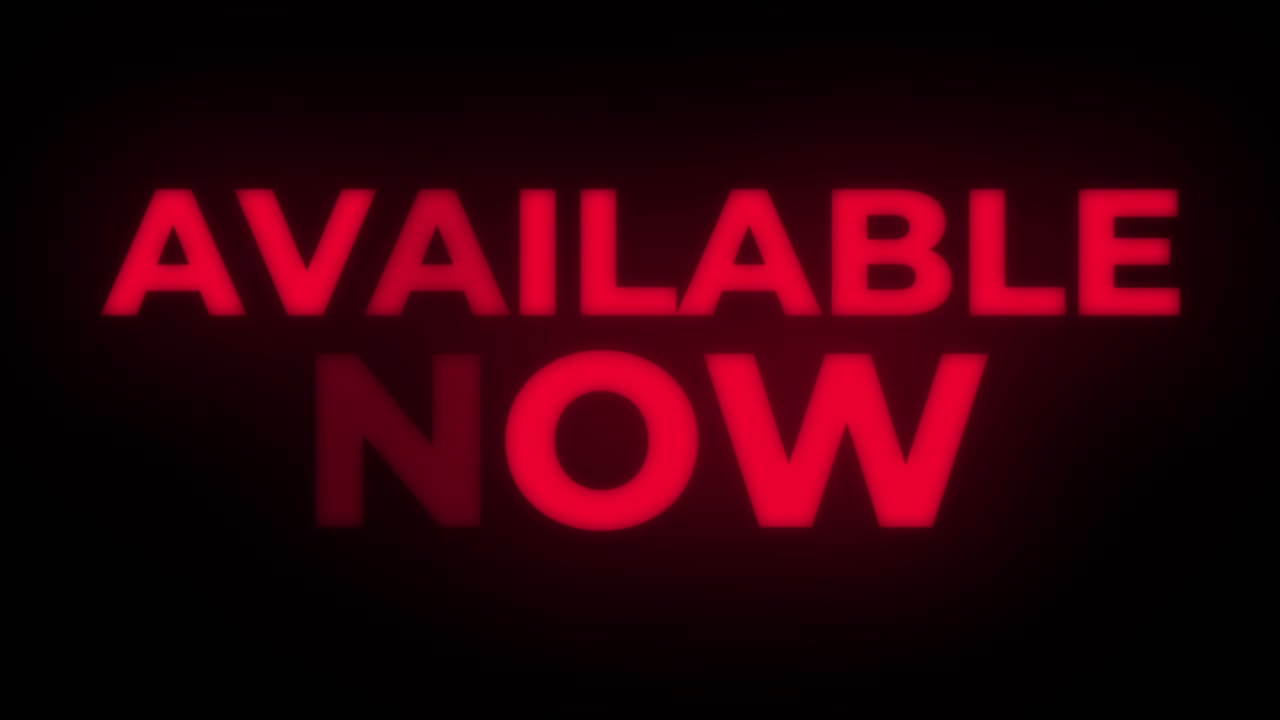 Available Now - Red Neon Text