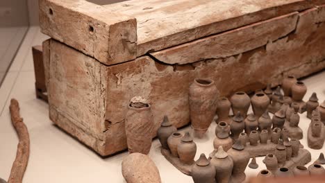 display of ancient pottery and artifacts in turin