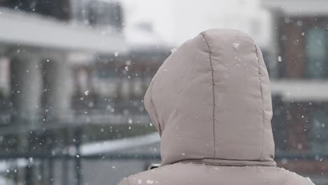 person in a hoodie in the snow