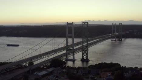 Twin-Bridges-Spanning-The-Tacoma-Narrows-Strait-of-Puget-Sound-In-Pierce-County,-Washington,-USA