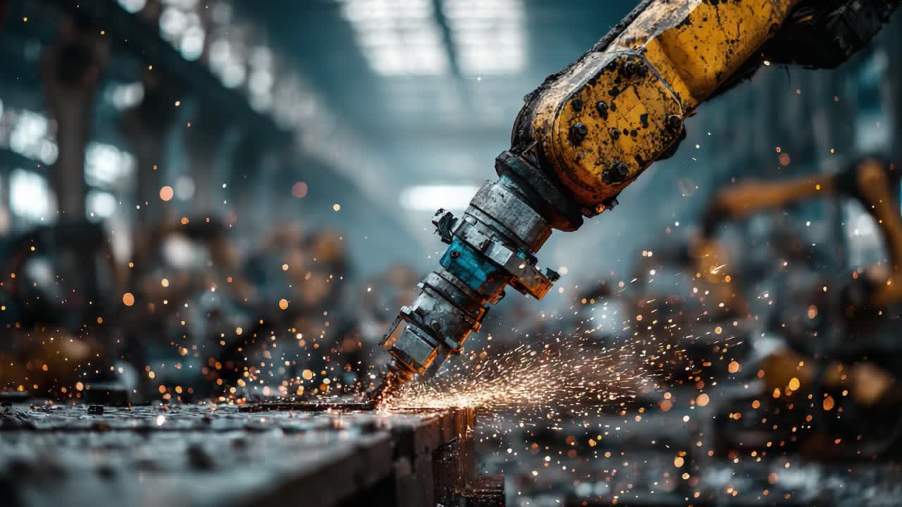 Automatisation industrielle : un bras robotique suscite créativité et précision dans un environnement de fabrication moderne avec des images saisissantes de ferronnerie