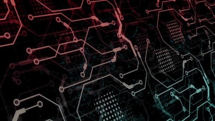 Animation of data processing over computer circuit board