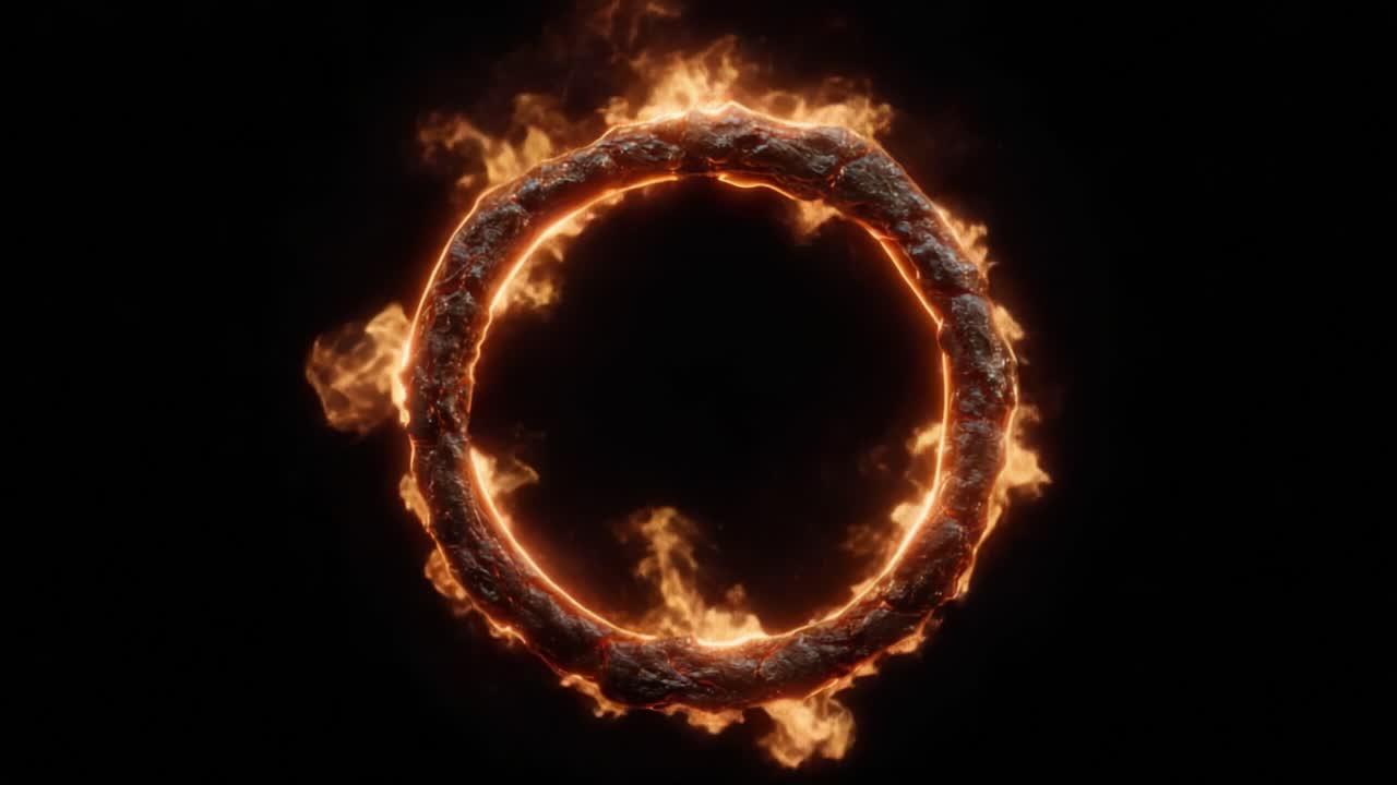 Visually Captivating Flame Ring: A Stunning Display of Fiery Elements Encircling a Dark Void, Symbolizing Power, Energy, and Transformation in a Stunning Visual Journey