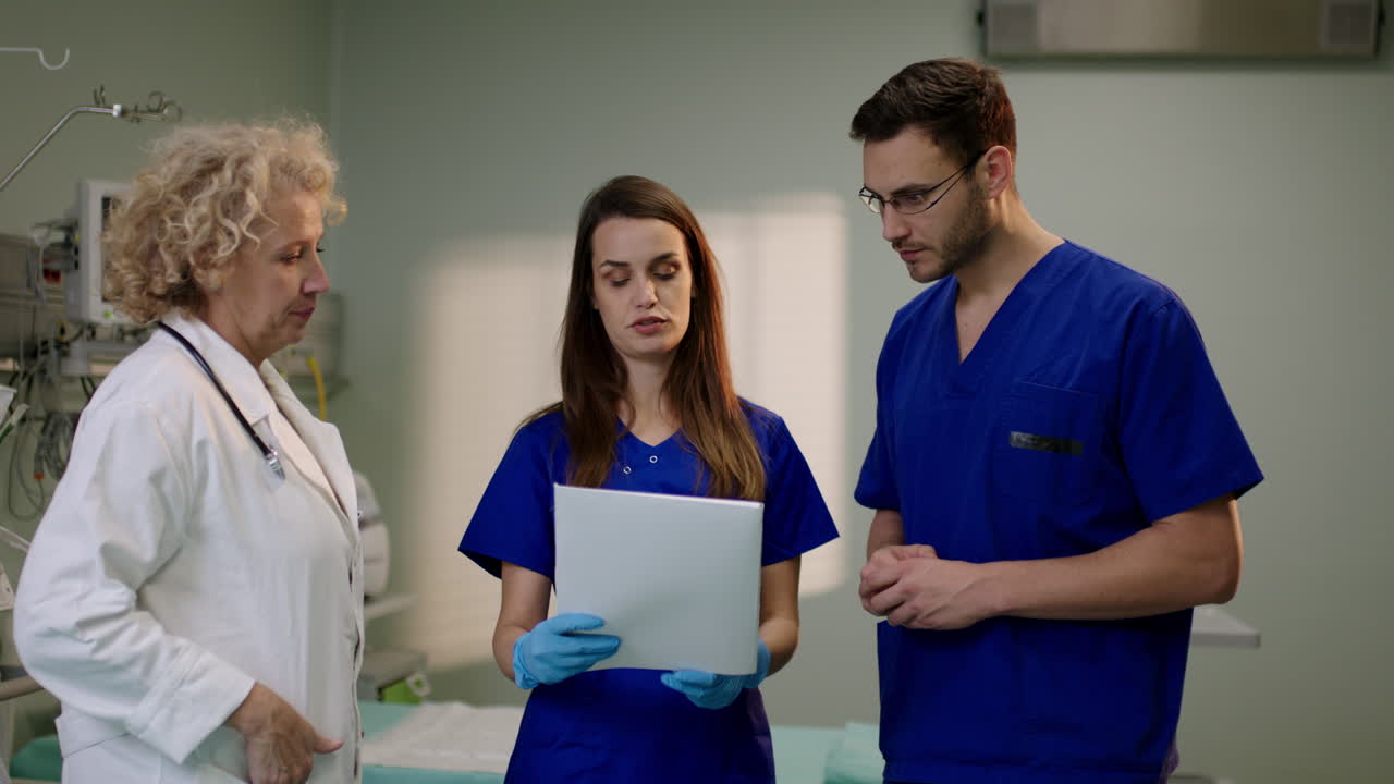 Medical Professionals Discussing Patient Care in Hospital Setting