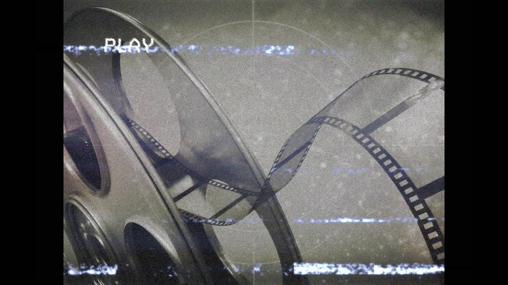 Animazione di bobina di nastro su schermo con linee e glitch