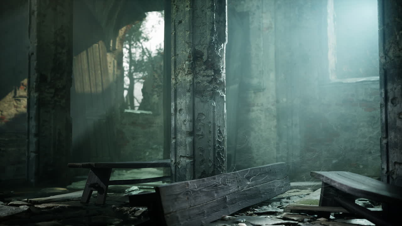 заброшенный интерьер церкви