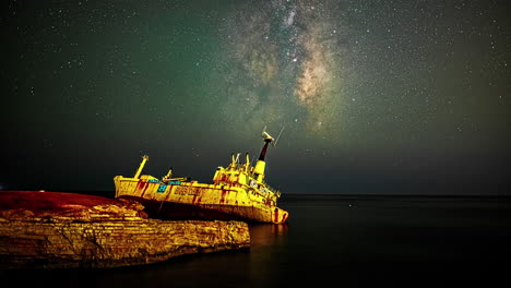 stellar timelapse: milky way and shipwreck