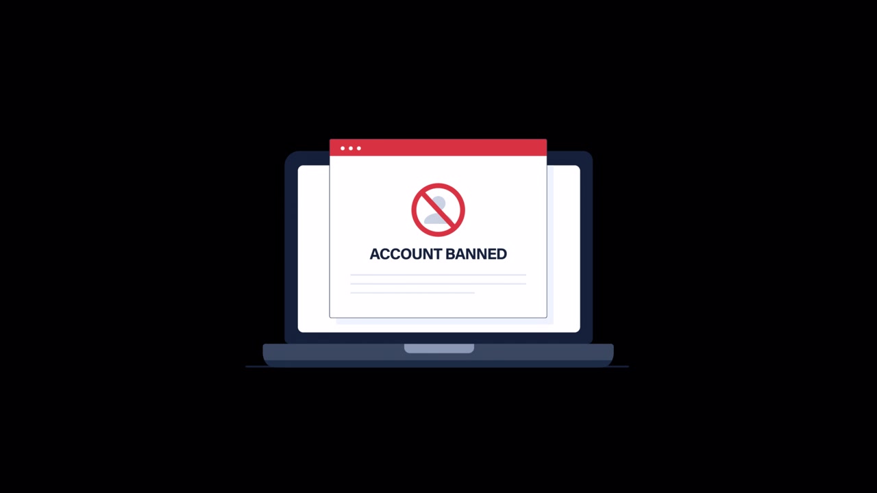 Laptop Displaying Account Banned Notification Message