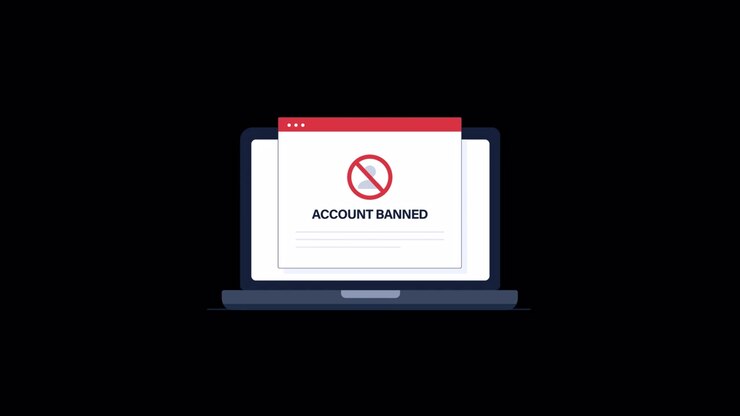 Laptop Displaying Account Banned Notification Message