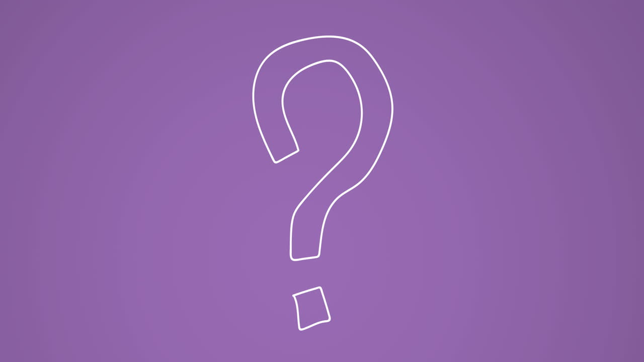 Animation of question mark over purple background