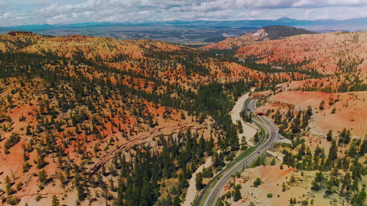 Aerial View of Red Rock Canyon and Highway