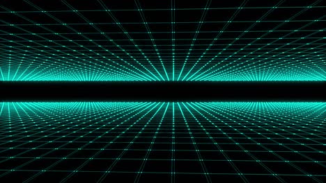 Wireframe Digital Landscape Flat Tunnel Concept Hologram 3D Rendering Motion Background.