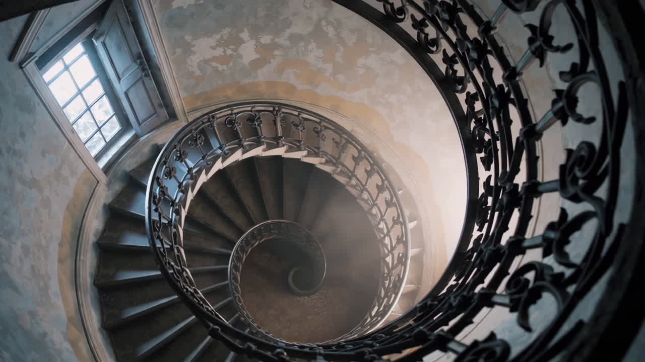 Grand Spiral Staircase in an Old Building