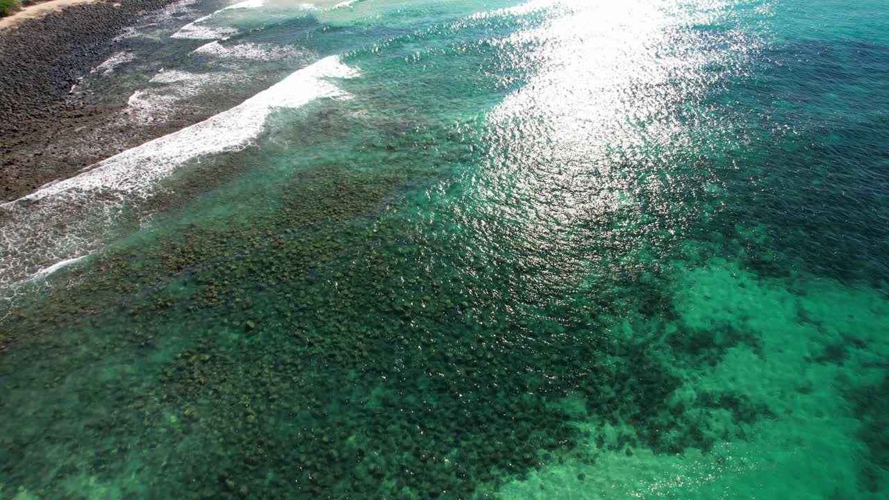 Aerial Reveal Of Dreamtime Beach And Tweed River With Glistening Ocean Waters In Foreground. New South Wales, Australia. tilt-up shot
