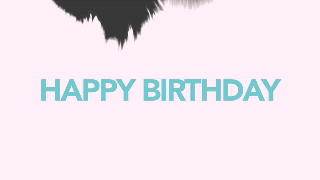 브러시가 있는 흰색과 검은색 힙스터 및 그루지 배경의 애니메이션 텍스트 생일