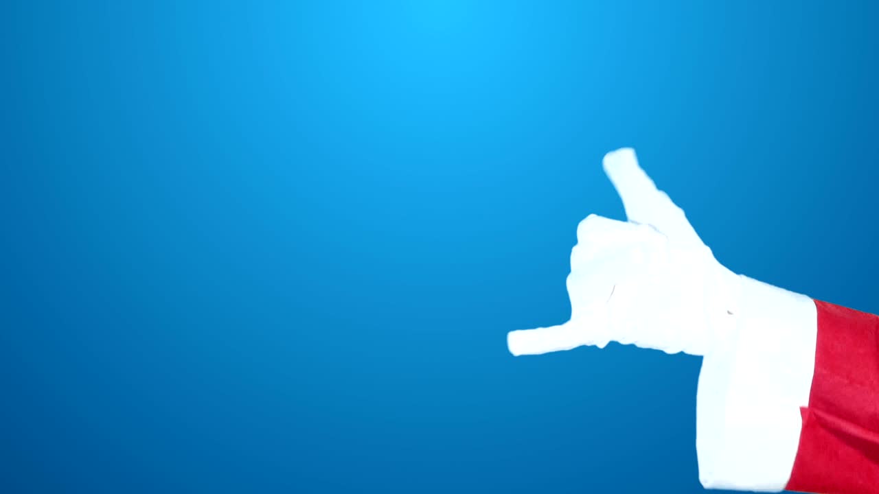 Call Me Sign Gesture Santa Claus Hand Christmas Green Screen 4k Chroma Key Video Footage Set.