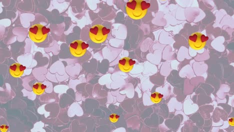 Animation-of-multiple-love-heart-icons-and-pink-hearts-in-background