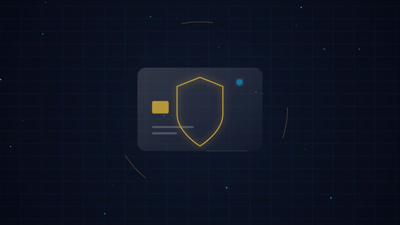 Digital Credit Card Security Animation with Shield Icon