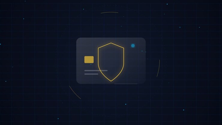 Digital Credit Card Security Animation with Shield Icon
