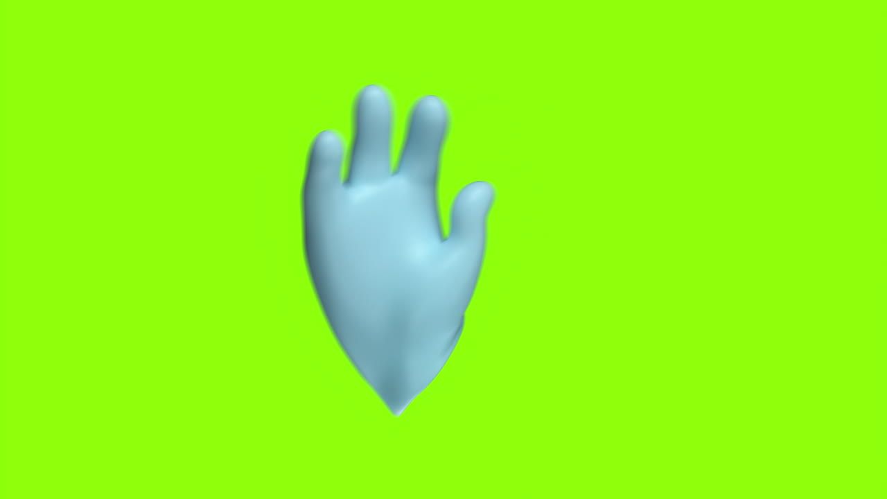 Blue glove floating over bright green background animation
