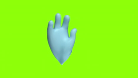 blue glove floating over bright green background animation