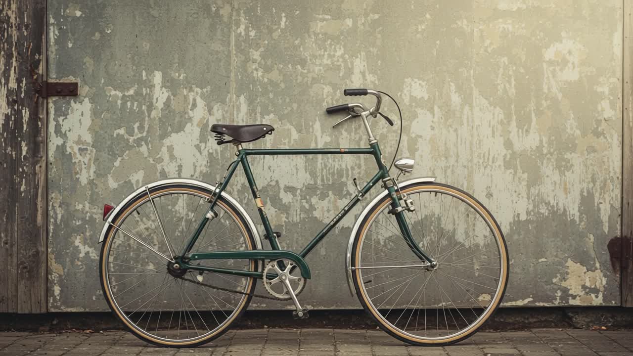 A Vintage Bicycle Against a Weathered Wall: Capturing the Timeless Charm of Cycling with a Classic Bike in a Rustic Setting