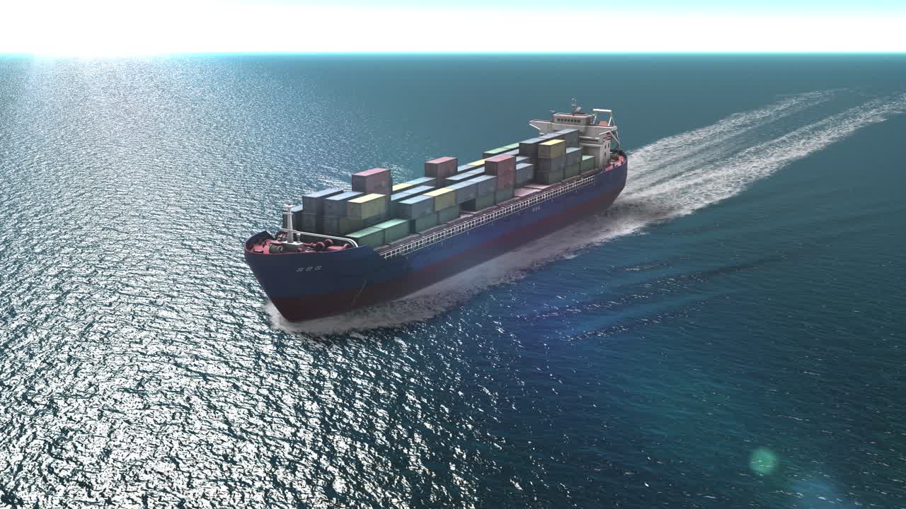 buque de carga en el mar