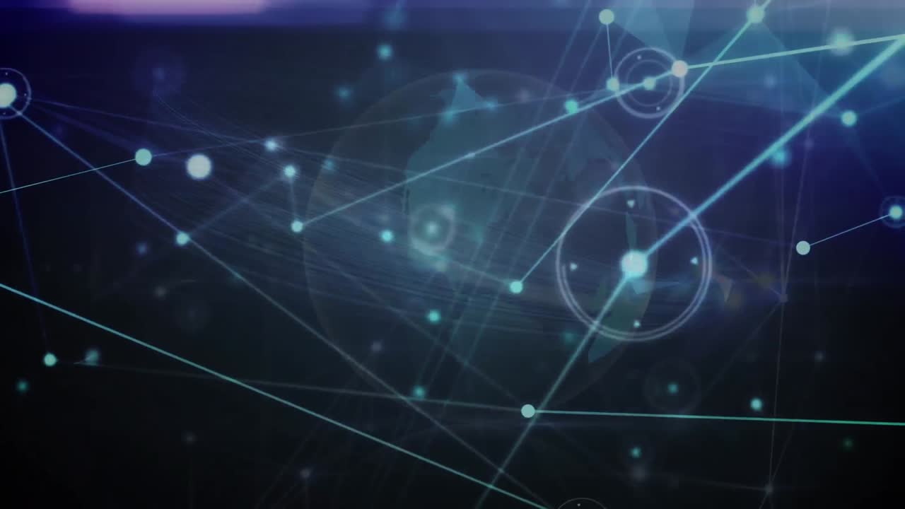 animación del globo con una red de conexiones con puntos brillantes