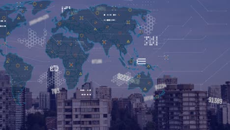 Animation-of-data-processing-over-cityscape