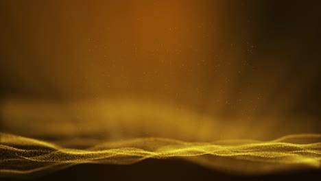 dark yellow gold particle form abstract animation background with falling and flicker light beam ray particles.