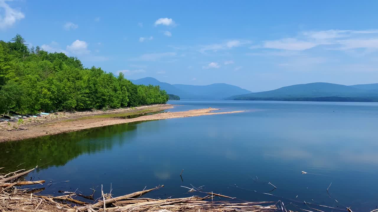 The Ashokan Reservoir in Ulster County New York, in the Catskill Mountains. This reservoir supplies much of the water to New York City.