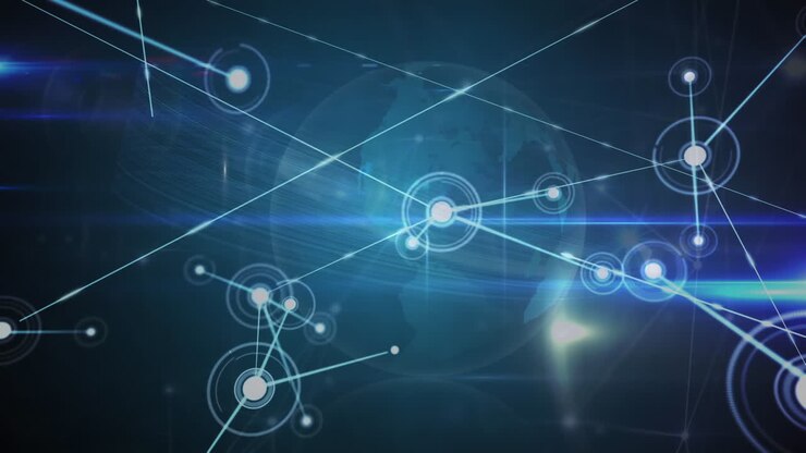 Animation of globe with network of connections with glowing spots