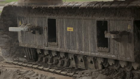 close of a caterpillar on a construction site