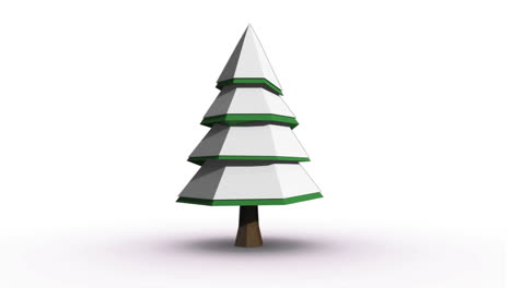animatie van een spinnende kerstboom met de kerstman en kerstversieringen op witte achtergrond
