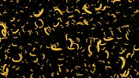 bananas are spinning and falling on a black background.