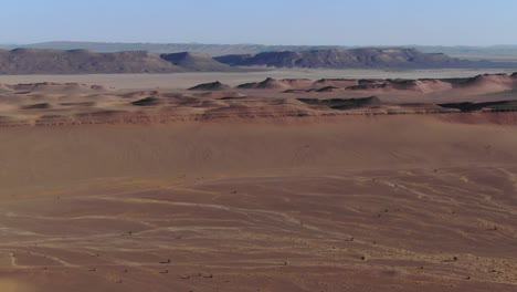 Wide-panoramic-view-of-Moroccan-desert,-aerial-perspective