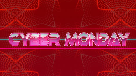 animación del texto de cyber monday sobre formas en fondo rojo