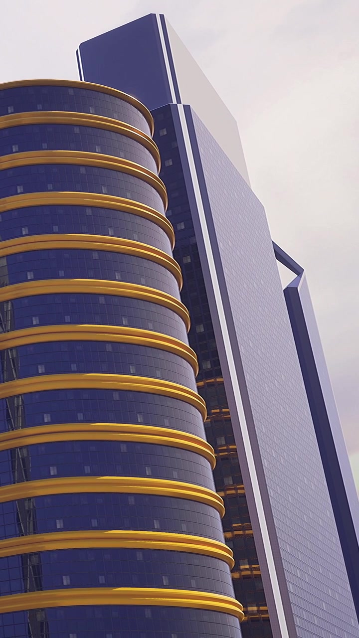 Edificios altos se elevan hacia el cielo en una ciudad con la luz del atardecer, cerca del ocaso.