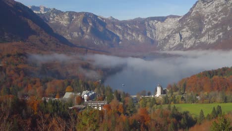 Aerial-view-of-Bohinj-lake-in-Julian-Alps