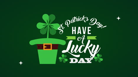 st patricks day animated card with elf hat and clovers