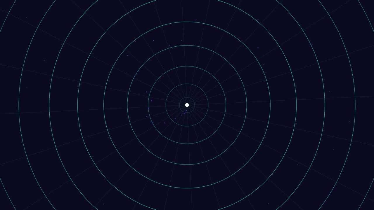 Interfaccia radar digitale astratta con luce e particelle pulsanti