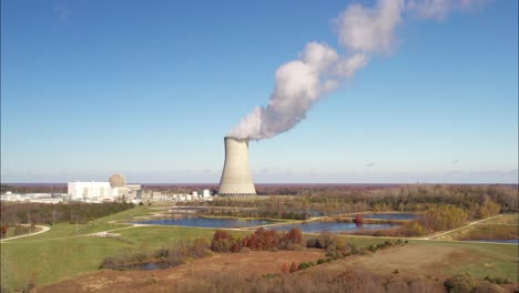 nuclear power plant with steam coming out