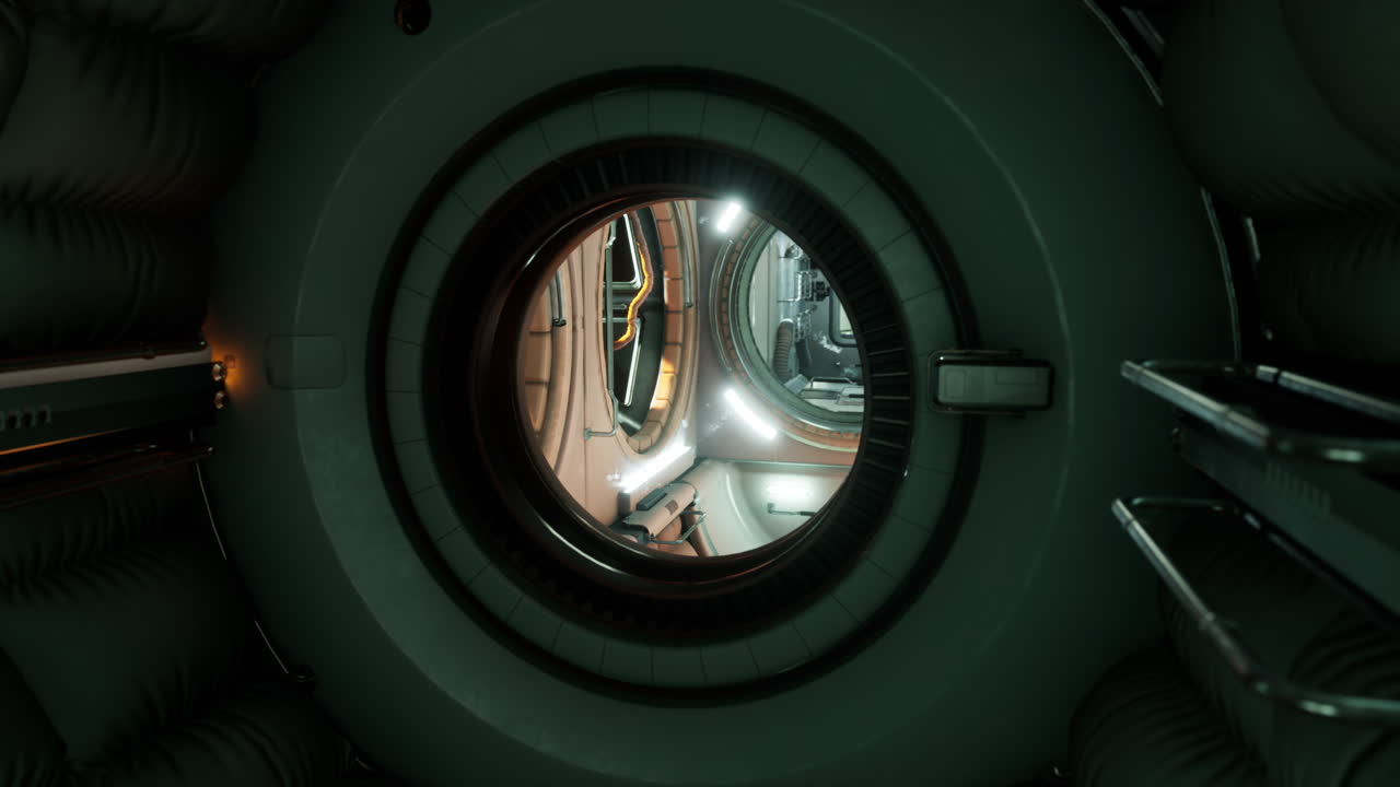 interno della futuristica stazione spaziale internazionale