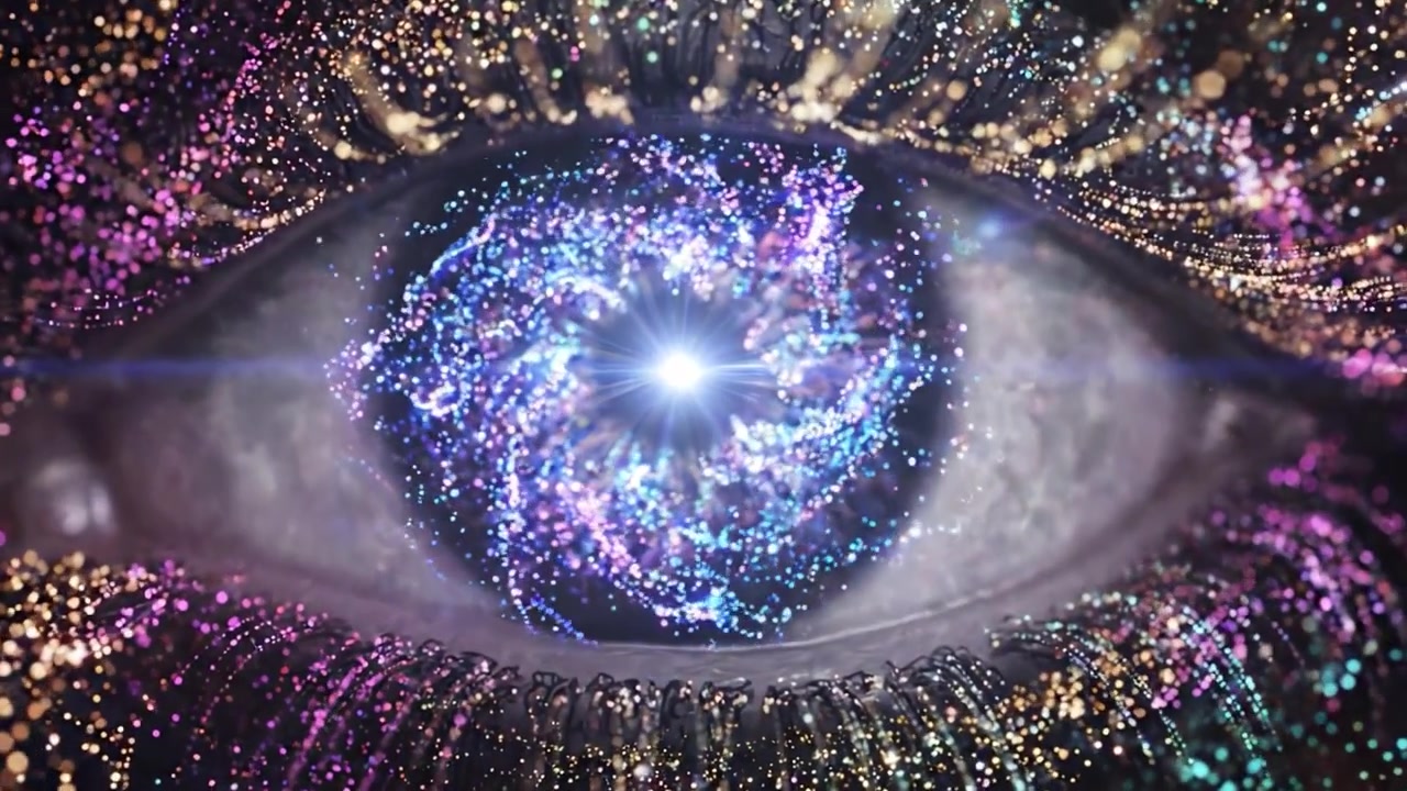 A Fascinating Journey from the Cosmic Depths of Space to the Intricacies of an Eye, Showcasing the Connection Between the Universe and Human Perception