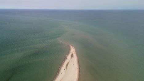 Aerial-of-Skagen-Grenen-Peninsula-Sandbar,-Denmark