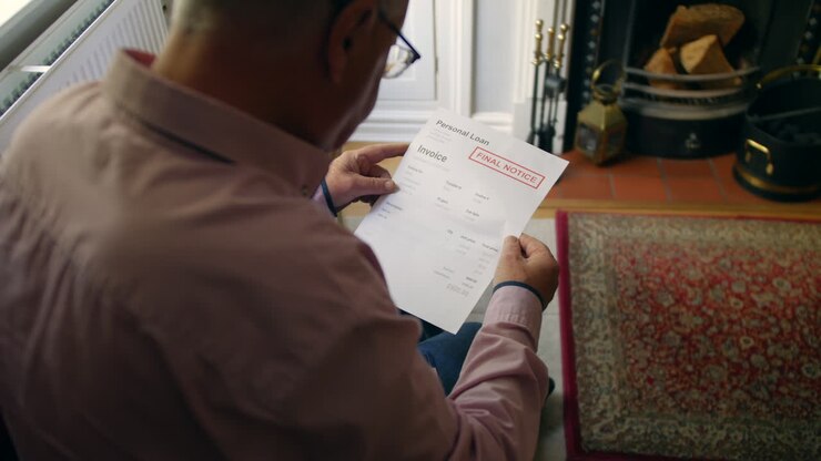 A lonely senior man opening a debt letter