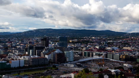 oslo centro de la ciudad nublado panorámico timelapse