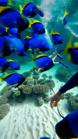 underwater scuba diving adventure among coral reefs and tropical fish