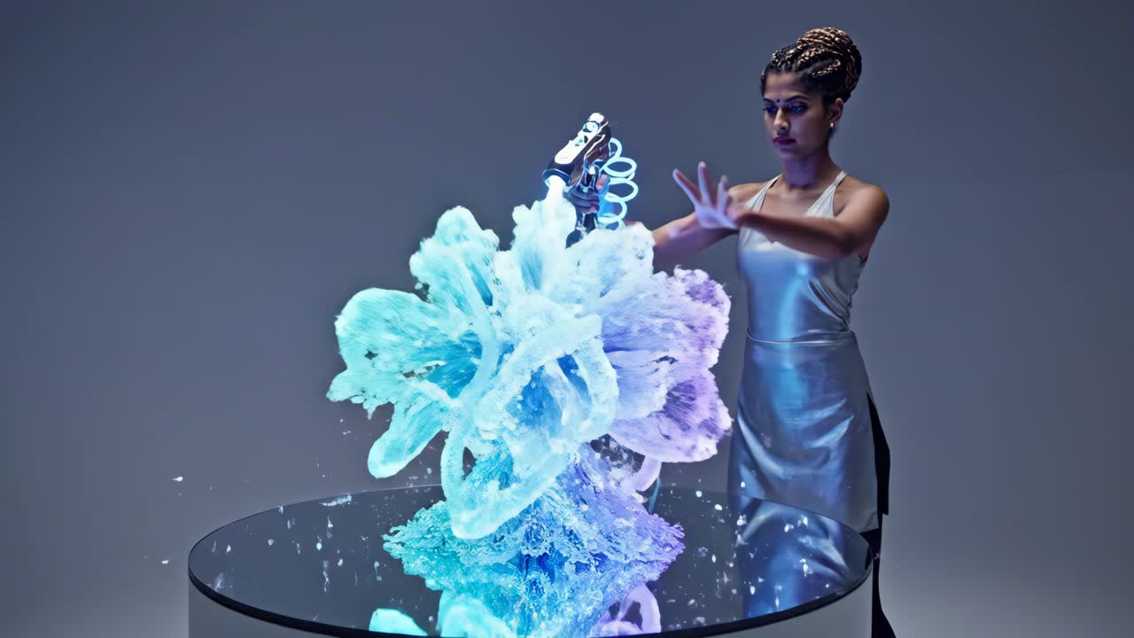 Futuristisk hologramkunst med kvinde