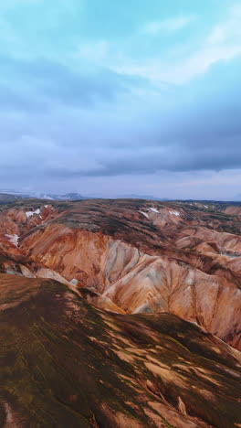 beautiful rocky landscape with no vegetation. barren scenery of iceland from drone footage. vertical video.